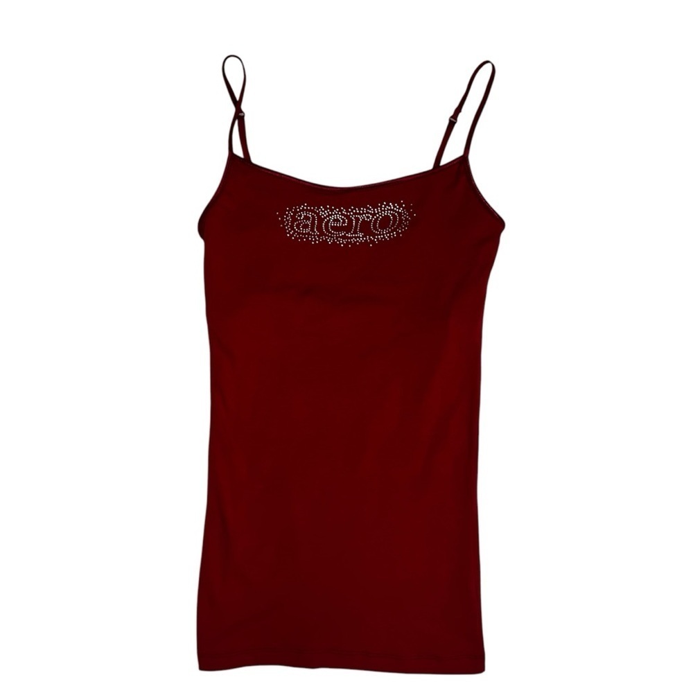 Aeropostale Red Cami Camisole Tank Top Size Small Adjustable Straps Shelf Bra - Picture 10 of 11